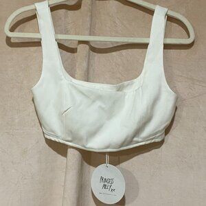 PRINCESS POLLY cropped square neck top, white